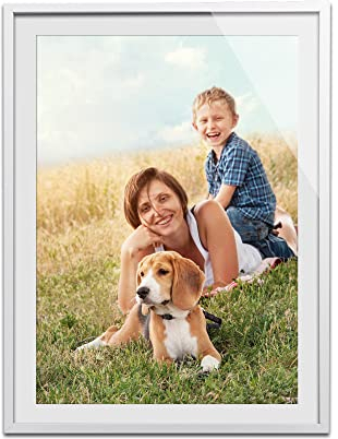 KHG Premium-Bilderrahmen 60x80 cm Weiß, stabile Glasfront, hochwertiges Passepartout & MDF-Holzrahmen für Fotos, Poster, Zertifikate & Collagen