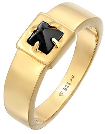 Kuzzoi Siegelring Herrenring 5 mm mit Onyx-Edelstein poliert