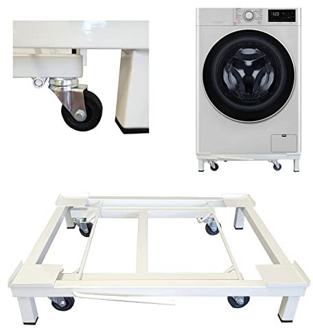 Carrello Base Rialzo per Lavatrice elettrodomestici 60x50 cm con ruote e leva di sollevamento