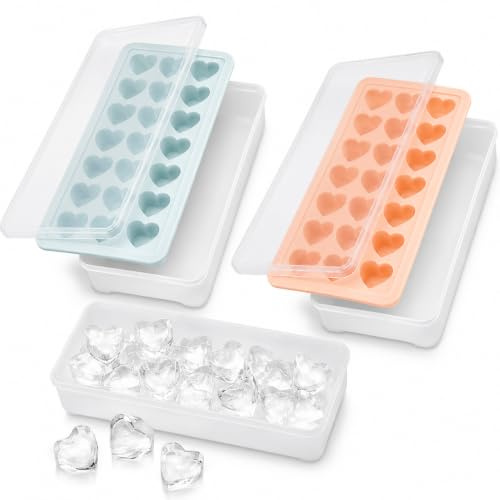 Eiswürfelformen in Herzform mit Deckel, 42 Löcher, Silikon-Herz-Eiswürfelformen für Whiskey, Cocktail, lustige Formen, Eiswürfel, Schokolade, Kerze, Süßigkeiten, Gelee, Gelee, Gelee, Gelee, Gelee, 2