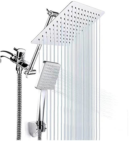 Ksunun Duschsystem Chrom,Duschgarnitur Mit Regendusche,Regendusche DuschsäUle Aus Edelstahl,üBerkopfbrauseset,Duschset Duschgarnitur Mit Handbrause Und Schlauch,Dusche Regendusche Set(Kopfbrause 20cm)