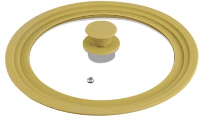 AMERCOOK - Tapa AmVegan multimedida 18-22cm - Cristal y silicona alimentaria - 100% Vegana - Apta sartenes, cazuelas, ollas - Válvula seguridad - Lavavajillas - Verde Oliva