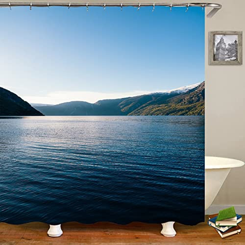 Gualiy Duschvorhang für Badewanne Stoff, Badvorhang Berg und See Anti Schimmel Duschvorhang Bunt Duschvorhang 150x180cm