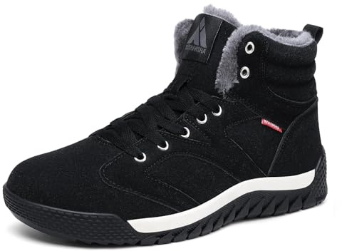 Mishansha Bottes de Hiver Homme Chaud Confortable Chaussures de Neige Antidérapant Bottes à Lacets Classique Adulte Winter Boots Randonnée Ski, Schwarz 45