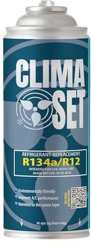 ClimaSet Remplacement du gaz refrigerant R134a 1x170 g pour Climatisation, Climatiseur - Remplace R134a R12, Recharge climatisation voiture - Gaz R134a - cartouche gaz - ECO