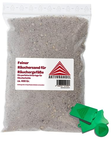 AKTIVHANDEL Räuchersand fein weiß, 490 g Beutel, perfekt für Räucherschale, Räuchersieb, Räucherkohle und Räucherstäbchen, inkl. Einkaufswagenchip