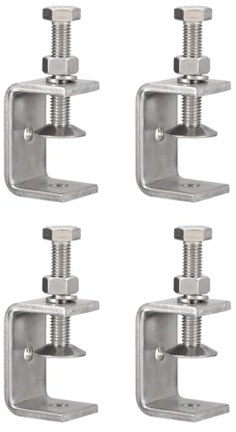 Awclub 4 Pack 304 Stainless Steel C Clamps with 45mm/1.77 Stable Wide Jaw Opening Tiger Clamp for Woodworking Welding Construction Household Mount