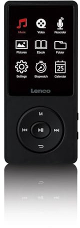 Lenco Xemio-669BK MP3/MP4-Player, 2,4 TFT-LCD-Display, 8 GB interner Speicher, Schwarz, mit Mikrofon, USB-C, 18 Stunden Akkulaufzeit