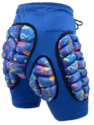 Sharplace Short de Protection rembourré 3D, Pantalon, équipement de Protection pour Enfants, Patinage, équitation, Bleu L