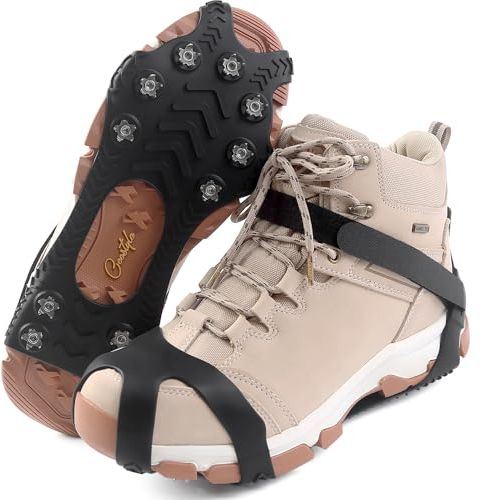 Ceestyle Steigeisen für Bergschuhe mit 11 Zähne Verdickte Schuhkrallen aus Edelstahl Anti-Rutsch Schuhspikes für Wandern Trail Running Trekking Winter Outdoor