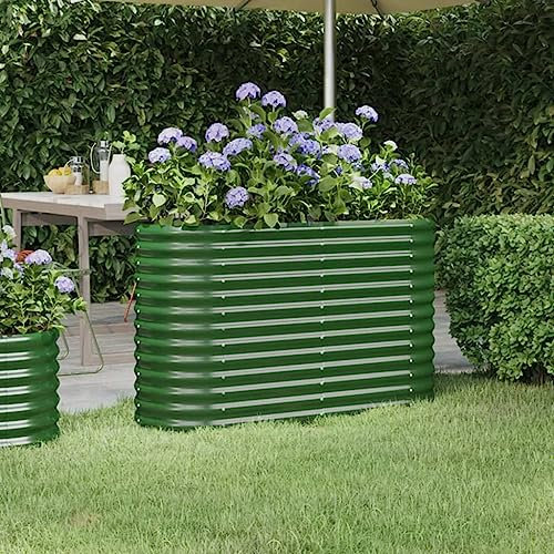 Fioriera Con Grigliato,Fioriere Da Esterno Grandiletto Giardino Acciaio Verniciato A Polvere 114x40x68 Cm Verdesuitable For Planting Flowers, Garden, Terrace, Balcony, Indoor