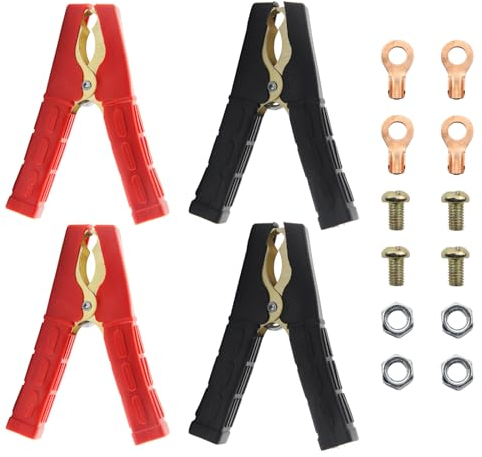 RYAN 4 Pezzi Batteria A Coccodrillo Pinze Morsetti A Coccodrillo In Rame 100-500A Pinze Cavi Batteria Auto Pinze Batteria Con Guaina Isolante Viene Fornito Viene Fornito Con 2 Confezioni Di Parti
