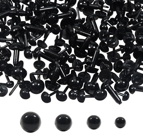 TOAOB 1000 Stück Kunststoff Augen Schwarz 3-6 mm Plug in Kunststoffnagel | Gemischte Größe, Klein Rund Puppenaugen für DIY Basteln, Marionette Puppenherstellung Tieraugen