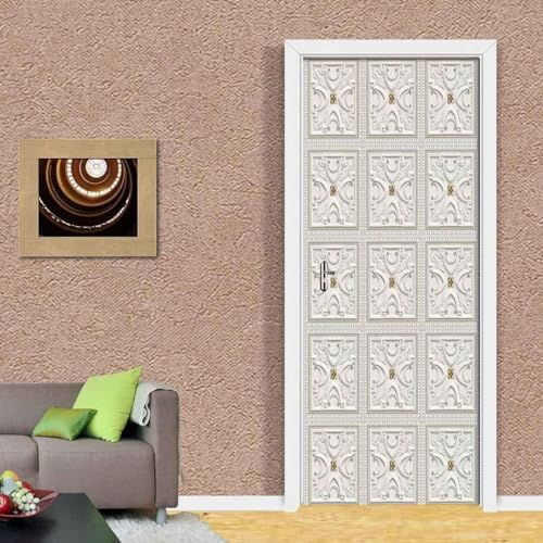 Selbstklebende Tapete 3D Weißes Reliefmuster 90 X 210 Cm Türtapete Selbstklebend Türposter Fototapete Poster Tapete Pvc 3D Türaufkleber Selbstklebend Diy - Junge Mädchen Zimmertür Kunst Türfoto-4P9F7