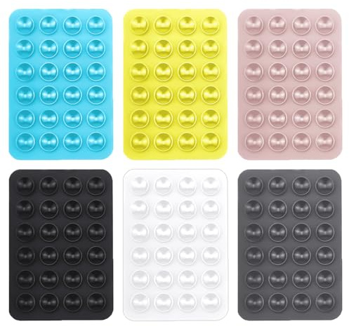 XMNIVATE 6-Piece Silicone Cell Phone Holder - Square Suction Cup, Driving Mount