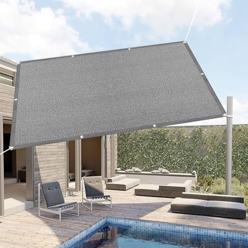 Voile Ombrage 1.6 x 3.6 m Rectangulaire Couvert Végétal Toile Terrasse, Patio, Jardin, Extérieur UV Protection 98% Résistant Aux Déchirures, Gris Clair