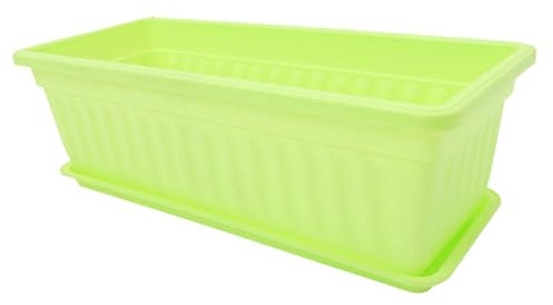 Gogogmee Rechteckiger Blumenkasten Pflanzgefäß Tablett 2 Stück Blumentopf für Garten Heimdekoration Grün Groß