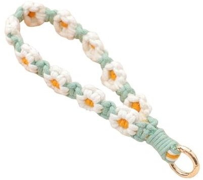 DACONGMING Porte-clés Boho Macramé, Porte-clés Tissé Exquis, Bracelet Fait à La Main, Cordon de Poignet Pour Femmes, 19 cm, Multicolore