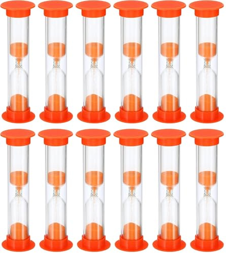 Confezione da 12 clessidra, timer con sabbia da 2 minuti, timer per conto alla rovescia per bambini che lavano i denti, giochi, aule, casa e cucina (arancione)