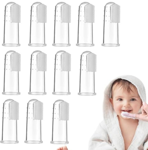 12PCS Finger Toothbrush for Toddler and Baby 0-2 Years - Effective Silicone Tooth Cleaner for Dental Care, Teething Relief and Gum Massage