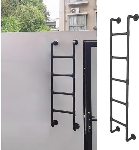 HACSYP Metall-Dachbodenleiter - Wandmontierte Dachbodenleiter, Eingangs- und Ausstiegsleiter, Metallleiter for Etagenbetten, for Decken, Steppdecken, Handtücher, Schals, Industriestil(110cm/43in)