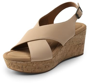 DREAM PAIRS Women's Comfortable Ankle Strap Platform Wedge Sandals for Women Casual Dressy Summer