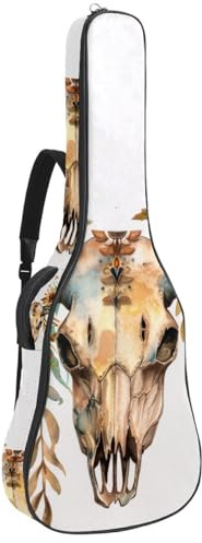 Gitarrentasche in voller Größe, wasserdichte Gitarren-Abdeckung, Tragetasche für akustische klassische E-Gitarren, Aquarell-Vogelfedern auf grauem Hintergrund, Mehrfarbig 04, 42.9x16.9x4.7 in,
