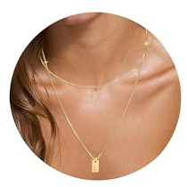 RWQIAN Layering Kette mit Buchstaben A-Z Anhänger Damen Buchstaben Kette Gold/Silber Initialen Letter Halskette 18+2 Schmuck Buchstaben Geschenke fur Frauen