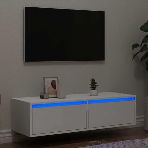 ShGaxin 860238 Meuble TV avec lumières LED blanches 100 x 35,5 x 25 cm, table TV, meuble TV, meuble de salon, table de salon TV