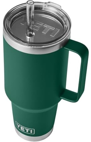YETI Rambler Straw Mug, Stainless Steel Vacuum Insulated Mug with Stronghold Lid, Black Forest Green, 42 oz (1.2 l)