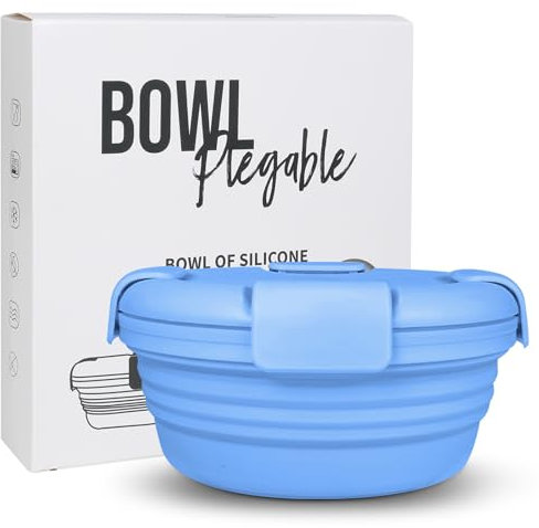 Werwing Collapsible Camping Bowl - 1000ML (33.8OZ) Food - Grade Silicone with Lid - Ideal for Camping, Hiking, Travel & All Your On - The - Go Food Needs - Microwave & Dishwasher Safe