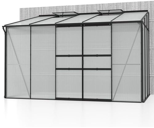Vitavia Anlehn-Gewächshaus Ida 6500, schwarz, 6,5 m², 6 mm HKP | Wetterfestes & stabiles Wand-Gewächshaus zur Pflanzenanzucht | Ideales Treibhaus für Gemüse, Kräuter & Blumen