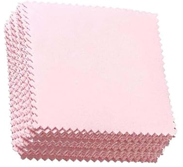 TUKEVA 100 Piezas Paños para pulir Joyas paño de Pulido para la Limpieza Paño de Limpieza de Joyería Paño de Limpieza de Diamantes Paño de Pulido de Vidrio Suave para Joya (Rosado, 10x10cm)