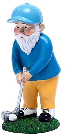 Figurine de nain de jardin de golfeur peinte à la main pour décoration de paysage de cour