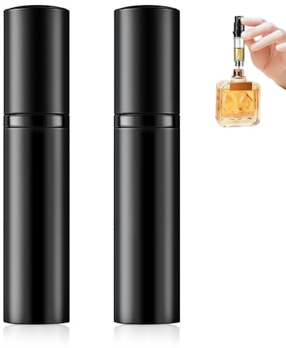 Coco Berming Atomizzatore di Profumo Ricaricabile, Flacone Spray Mini Portatile 5ml, Vaporizzatore da Viaggio per Borsetta Uomo Donna, Bottiglia Vuota Profumo (Nero x 2)