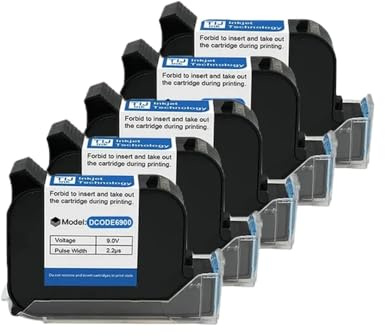 KRLAZdN Cartouche d'imprimante à Jet d'encre Portable, séchage Rapide, solvant à Eau, Encre Noire 6900, Compatible avec TIJ en Ligne économique de 12.7mm(5PCS)