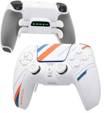 CHARM FOCUS Modified PS5 Controller with 4 Remappable Back Paddles, TMR Magnetic Anti-Drift Joysticks, 2500mAh Battery for 13H Wireless Play, Ergonomic Soft Rubber Grips for PS5 & PC Gaming, Black