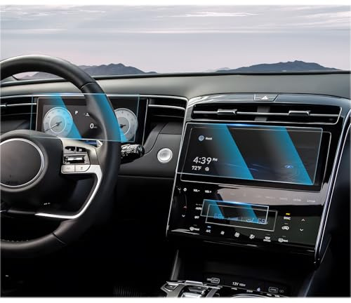 CDEFG Tucson Hybrid Lot de 3 films de protection d'écran en verre trempé pour Hyundai Tucson NX4 2021-2024 10,25 Navigation + cockpit numérique + film de protection d'écran pour climatisation