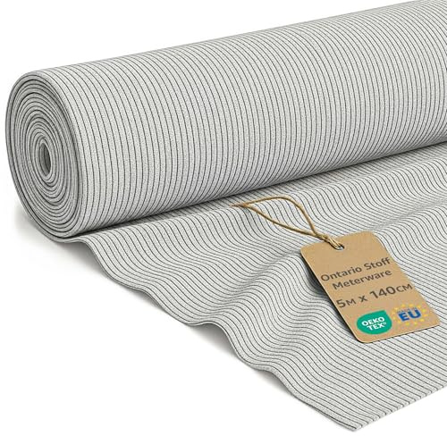 Pana por Metros Tela Acanalada 5 M x 140 cm – Tejido para Tapizar Sofá Funda Cojín Sillas Cortinas Renovación de Muebles Suave Cómodo Robusto con Oeko Tex Gris claro