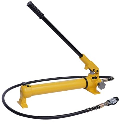 Manuelle Hydraulikpumpe 0-70 MPa (700 bar) • Handbetriebene Hydraulikpumpe mit 1.8m Schlauch und Zylinder • Schnittstelle ZG3/8 • 700cc Ölvolumen für Hydraulikzylinder und -werkzeuge