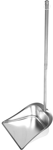 NUOBESTY Pelle à Poussière Inoxydable Lourde avec Long Manche Balayette Intérieure sans Pliage Pelle Robuste pour Maison Bureau et Extérieur