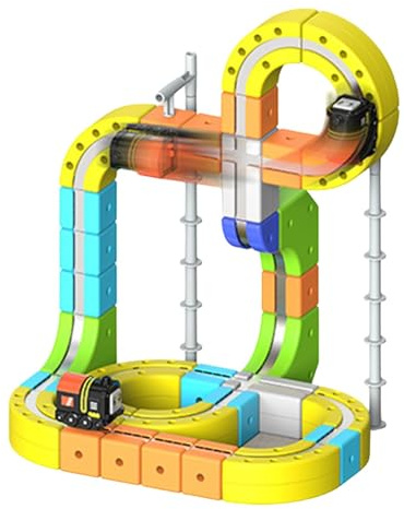Electric Train Set Flexible Race Track, Treno Elettrico per Bambini Set, Tracciato 3D Integrabile con Macchinina Motorizzata, per Bambini dai 4 agli 8 Anni, Giochi Regalo Natale/Compleanno (105pcs)