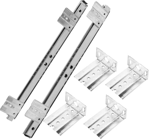 MALUGOGO 1 Paar weiße 27 mm breite Tastatur-Schubladenschienen für Schreibtisch, Untertisch-Tastaturablage, robuste Kugellager-Schubladenschienen