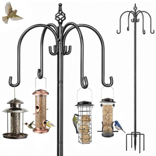 Station de suspension pour mangeoires à oiseaux, 224 cm, support robuste pour mangeoire à oiseaux, crochets autoportants pour lampes de jardin, lanternes, paniers de plantes