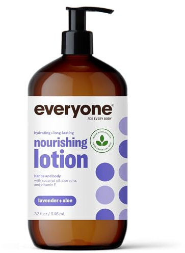 Everyone Nourishing Hand and Body Lotion, 32 Ounce (Pack of 1), Lavender and Aloe, Plant-Based Lotion with Pure Essential Oils, Coconut Oil, Aloe Vera and Vitamin E