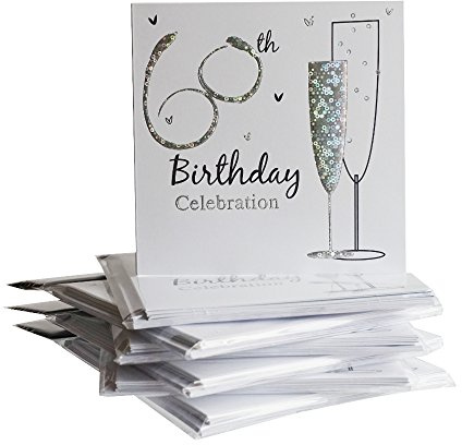Einladungskarten für den 60. Geburtstag, holographisch, inkl. Umschlägen, 36 Stück, weiß, 1 Stück
