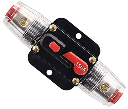 RKURCK 12V-24V DC 150 Amp Circuit Breaker, Fuse Holder, Inline Fuse Block For Car Audio Solar Inverter System Protection (150A)
