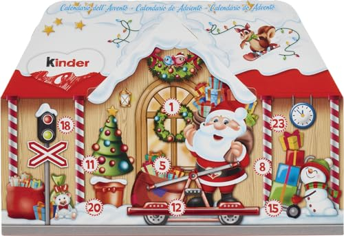 Kinder Mix 3D-Haus-Adventskalender 2025 – Schokoladen-Adventskalender mit 24 Überraschungen von kinder in 2 festlichen Designs – Weihnachtskalender, Geschenkidee für Familie und Freunde – 234 g