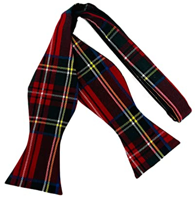King & Priory Traditional Red Tartan Check Self-Tie Bow Tie, Scotland
