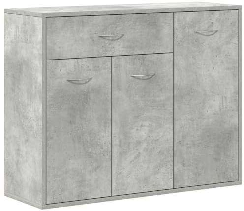 vidaXL Sideboard 88x30x70 cm, Holzwerkstoff, Beton Grau, 1 Schublade & 3 Türen, Buffetregal, Ablageregal, Aufbewahrung für Zuhause